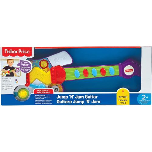  Fisher-Price  Jump N Jam Guitar, Realistic Electronic Musical Toy, Developmental Musical Instrument, Educational Toy, Learn to Play Guitar, Toddler, Ages 2+