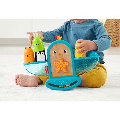  Fisher-Price Stack and Rattle Birdie, Baby Rattle and Stacking Toy