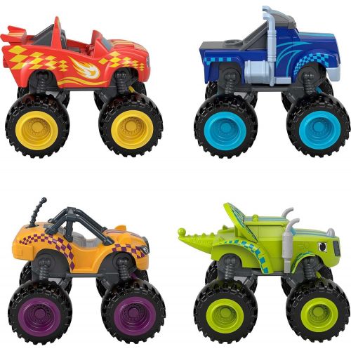  Fisher-Price Blaze and The Monster Machines Racers 4 Pack, Set of die-cast Metal Push-Along Vehicles for Preschool Kids Ages 3 Years and Older