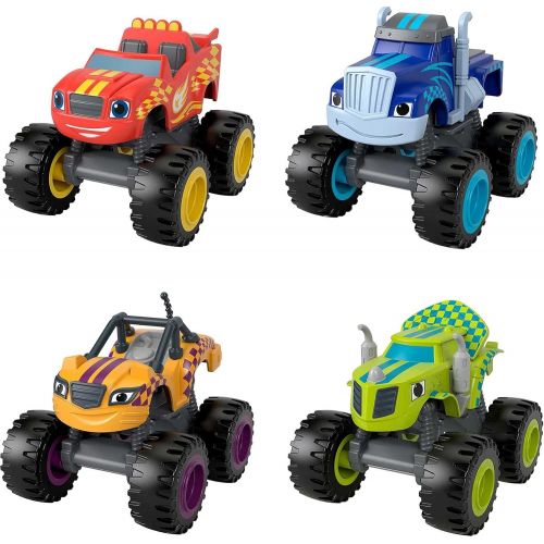  Fisher-Price Blaze and The Monster Machines Racers 4 Pack, Set of die-cast Metal Push-Along Vehicles for Preschool Kids Ages 3 Years and Older