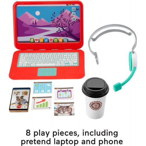  Fisher-Price My Home Office, pretend work station 8-piece play set for preschool kids ages 3 years and up