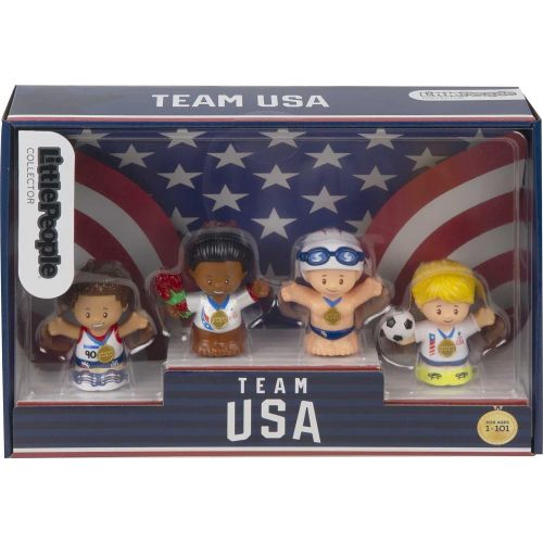  Fisher-Price Little People Collector Team USA Classic Figure Set, 4 Athlete Figures in a Giftable Package for Sports Fans Ages 1-101 Years