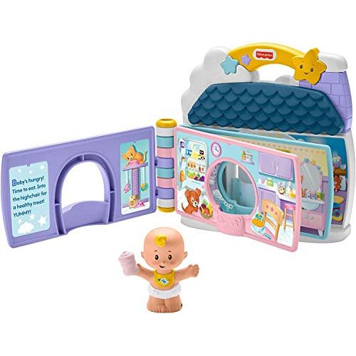  Fisher-Price Little People Babys Day Story Set, 2 in 1 book and playset with baby figure for toddlers and preschool kids
