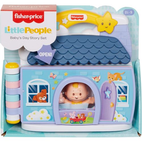  Fisher-Price Little People Babys Day Story Set, 2 in 1 book and playset with baby figure for toddlers and preschool kids