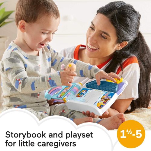  Fisher-Price Little People Babys Day Story Set, 2 in 1 book and playset with baby figure for toddlers and preschool kids