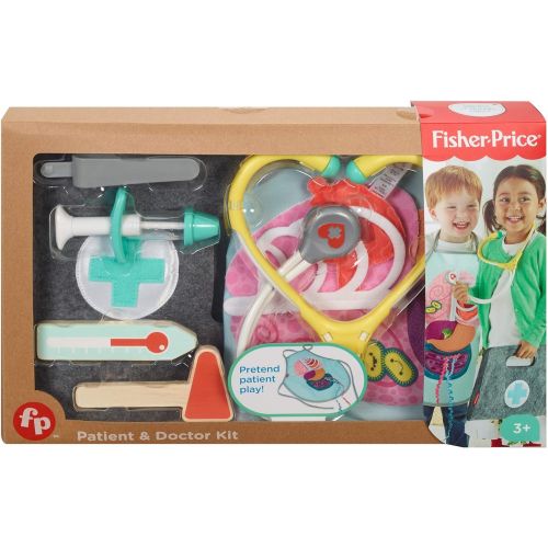  Fisher-Price Patient and Doctor Kit - 9-Piece Medical Pretend Play Gift Set Featuring Real Wood for Preschoolers Ages 3 Years & Up