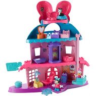 Fisher-Price Minnie Mouses Home Sweet Headquarters is a 4 level dollhouse playset with five rooms of play and features three figures, 12 play pieces, an elevator, and Minnies magic Turnstyler f