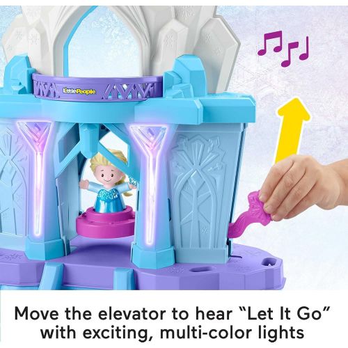  Fisher Price Little People ? Disney Frozen Elsa’s Enchanted Lights Palace Musical Playset with Anna and Elsa Figures for Toddlers and Preschool Kids