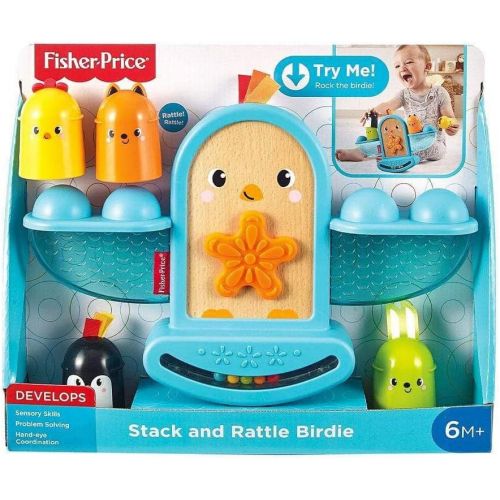  Fisher-Price Stack and Rattle Birdie, Baby Rattle and Stacking Toy