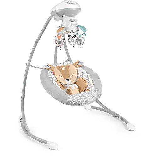  Visit the Fisher-Price Store Fisher-Price Fawn Meadows Deluxe Cradle n Swing, dual motion baby swing with music, sounds, and motorized mobile [Amazon Exclusive]