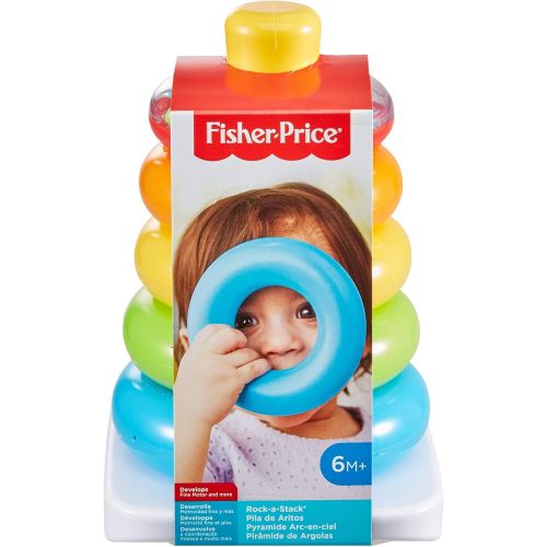  [무료배송]Fisher-Price Rock-a-Stack, Bat-at Ring-Stacking Toy for Infants Ages 6 Months and Older