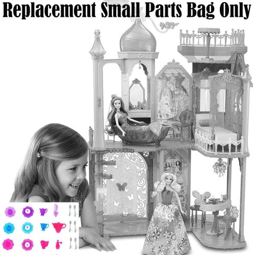  Fisher-Price Replacement Parts for Barbie Castle - Barbie and The Secret Door Princess Castle BLP42 ~ Replacement Small Parts Bag ~ Teapot, Cups, Saucers, Perfume Bottle, Silverwar