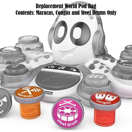  Fisher-Price Replacement Parts Child Development Toys - FXW98 ~ Think & Learn Rocktopus (with 15 Instruments) ~ Replacement World Pod Bag - Contents: Maracas, Congas and Steel Drum