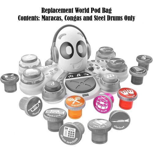  Fisher-Price Replacement Parts Child Development Toys - FXW98 ~ Think & Learn Rocktopus (with 15 Instruments) ~ Replacement World Pod Bag - Contents: Maracas, Congas and Steel Drum