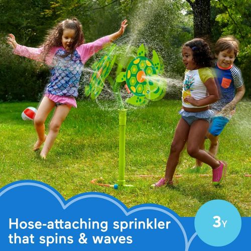  Fisher-Price Spin & Spray Sprinkler Turtle, kids sprinkler toy for outdoor water play for ages 3 years and up