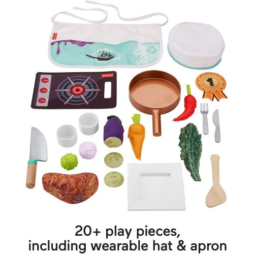  Fisher-Price Head Chef Set, pretend kitchen cooking play set for preschool kids ages 3 years and up