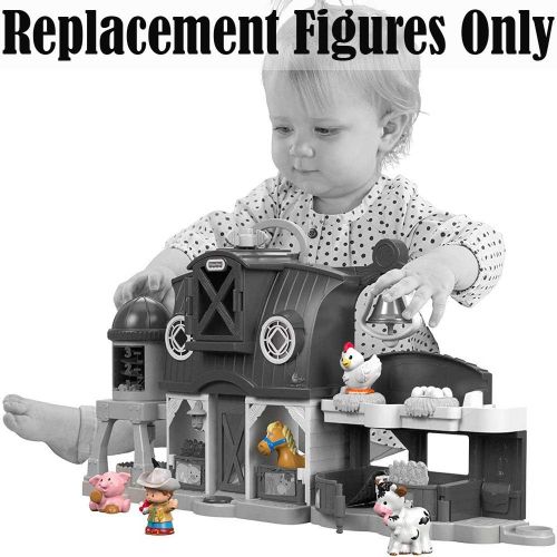  Replacement Parts for Little People Farm - Fisher-Price Animal Friends Farm DWC31 & CHJ51 ~ Replacement Figures ~ Cow with Calf, Pig, Horse, Chicken and Farmer