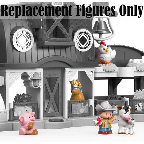  Replacement Parts for Little People Farm - Fisher-Price Animal Friends Farm DWC31 & CHJ51 ~ Replacement Figures ~ Cow with Calf, Pig, Horse, Chicken and Farmer