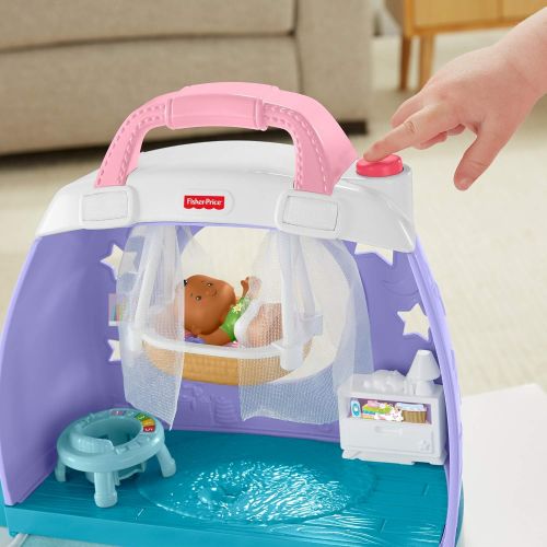  Fisher-Price Little People Cuddle & Play Nursery, portable nursery playset for toddlers and preschool kids up to age 5