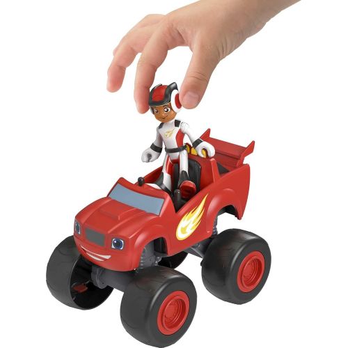  Fisher-Price Blaze and the Monster Machines Blaze & AJ, Large Push-Along Monster Truck with Poseable Figure for Preschool Kids Ages 3 and Up
