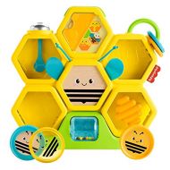 Fisher-Price Busy Activity Hive, bee-themed coin drop activity toy with real wood and metal details for baby ages 9 months and older