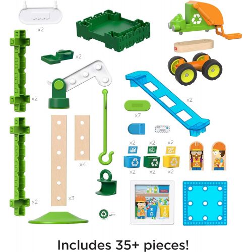  Fisher-Price Wonder Makers Design System Lift & Sort Recycling Center - 35+ Piece Building and Wooden Track Play Set for Ages 3 Years & Up