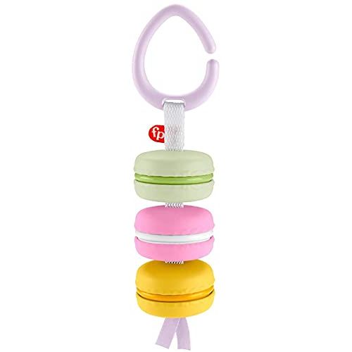  Fisher-Price My First Macaron Pretend Food TakeAlong Baby Rattle Activity Toy, Multicolor