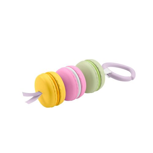  Fisher-Price My First Macaron Pretend Food TakeAlong Baby Rattle Activity Toy, Multicolor