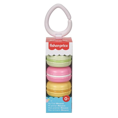  Fisher-Price My First Macaron Pretend Food TakeAlong Baby Rattle Activity Toy, Multicolor