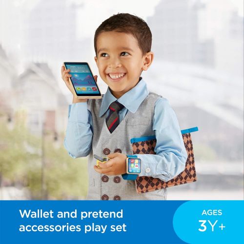  Fisher-Price On-The-Go Wallet - 7-Piece Pretend Play Gift Set Featuring Real Wood for Preschoolers Ages 3 Years & Up