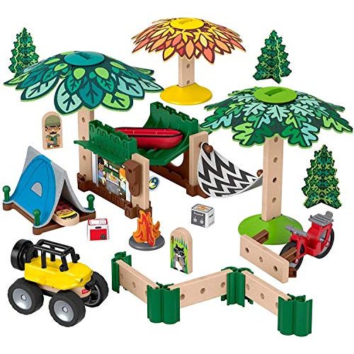  Fisher-Price Wonder Makers Design System Soft Slumber Campground - 60+ Piece Building and Wooden Track Play Set for Ages 3 Years & Up