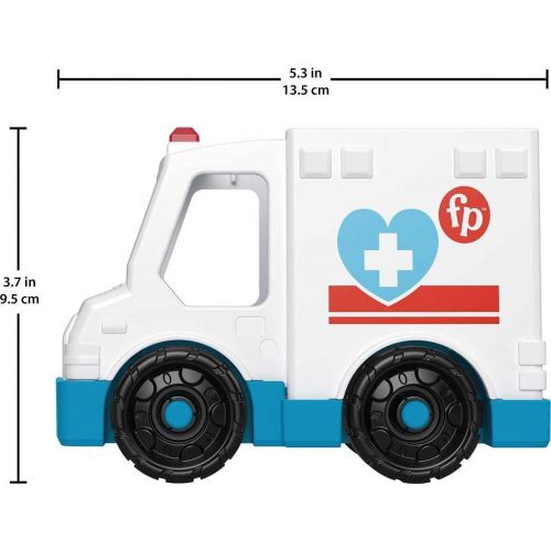  Fisher-Price Little People Ambulance, push-along vehicle with EMT figure for toddlers and preschool kids ages 1 to 5 years