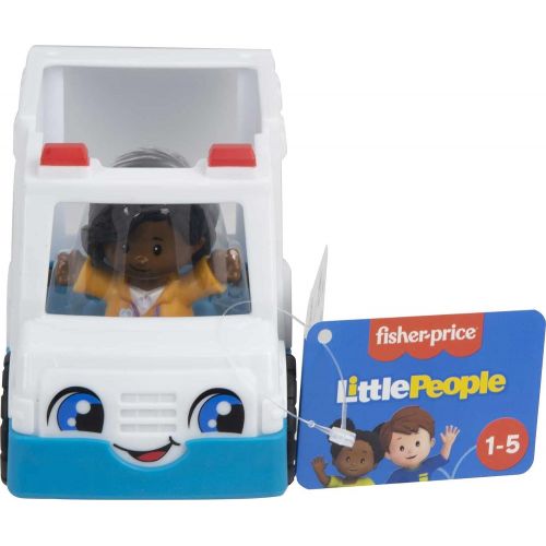  Fisher-Price Little People Ambulance, push-along vehicle with EMT figure for toddlers and preschool kids ages 1 to 5 years