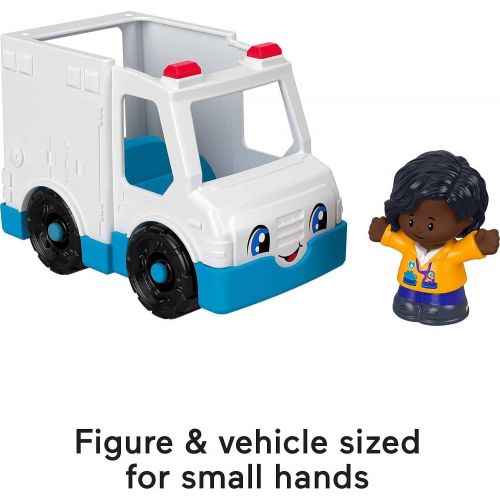  Fisher-Price Little People Ambulance, push-along vehicle with EMT figure for toddlers and preschool kids ages 1 to 5 years