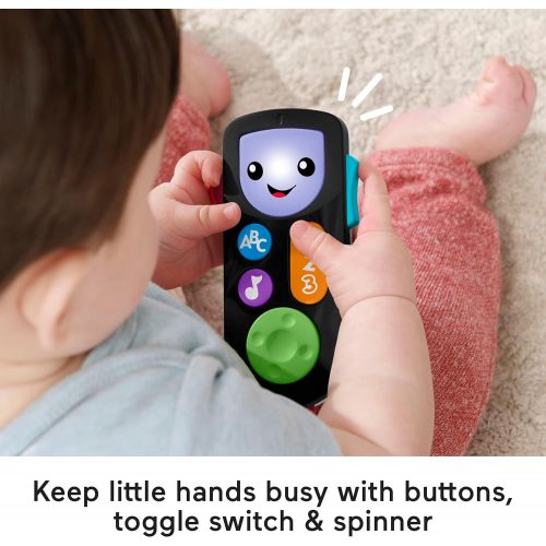  Fisher-Price Laugh & Learn Stream & Learn Remote, Electronic Pretend TV Remote Toy with Lights and Educational Content for Infants and Toddlers