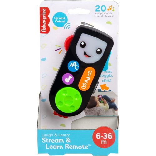  Fisher-Price Laugh & Learn Stream & Learn Remote, Electronic Pretend TV Remote Toy with Lights and Educational Content for Infants and Toddlers