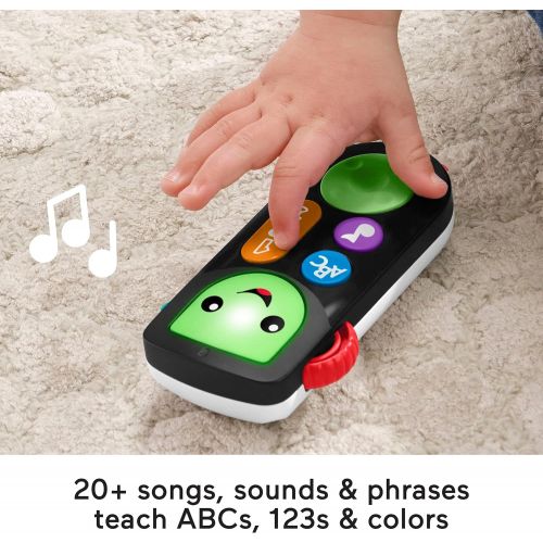  Fisher-Price Laugh & Learn Stream & Learn Remote, Electronic Pretend TV Remote Toy with Lights and Educational Content for Infants and Toddlers