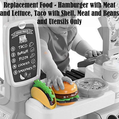  Fisher-Price Replacement Parts for Food Truck Laugh and Learn Servin Up Fun Food Truck DYM74 - Replacement Food ~ Hamburger with Meat and Lettuce, Taco with Shell, Meat and Beans a