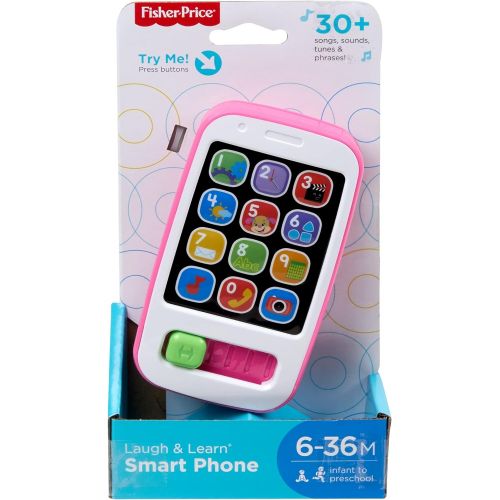  Fisher-Price Laugh & Learn Smart Phone Pink, Light-Up Musical Pretend Phone for Infants & Toddlers