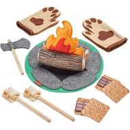 Fisher-Price Smore Fun Campfire - 18-Piece Pretend Camping Play Set with Real Wood for Preschoolers Ages 3 Years & Up