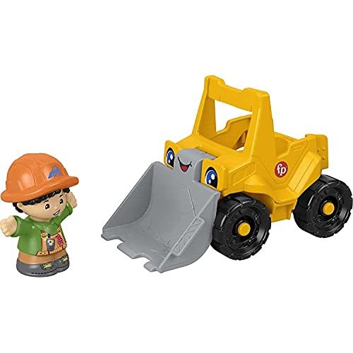  Fisher-Price Little People Bulldozer, push-along toy construction vehicle with figure for toddlers and preschool kids ages 1 to 5 years