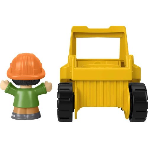  Fisher-Price Little People Bulldozer, push-along toy construction vehicle with figure for toddlers and preschool kids ages 1 to 5 years