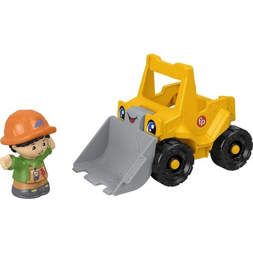  Fisher-Price Little People Bulldozer, push-along toy construction vehicle with figure for toddlers and preschool kids ages 1 to 5 years