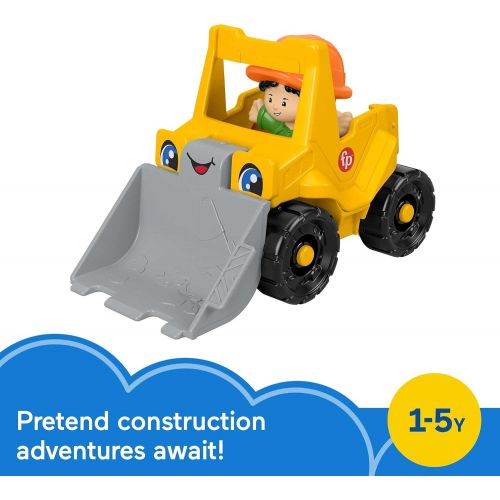  Fisher-Price Little People Bulldozer, push-along toy construction vehicle with figure for toddlers and preschool kids ages 1 to 5 years
