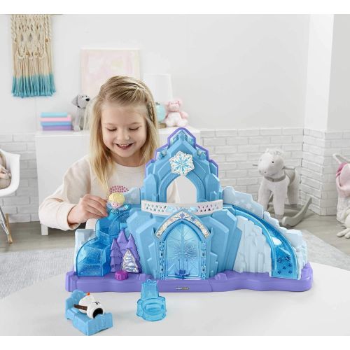  Fisher-Price Disney Frozen Elsas Ice Palace by Little People, Musical Light-Up Playset Featuring Elsa and Olaf, Dazzling Lights, Sounds, and the Hit Song, Let It Go!