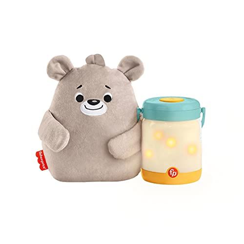  Fisher-Price Baby Bear Firefly Soother Lightup Nursery Sound Machine with TakeAlong Plush Toy for Babies Toddlers, Multicolor