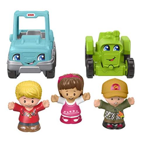  Fisher-Price Little People Truckin Along Vehicle Gift Set with Tractor and Truck