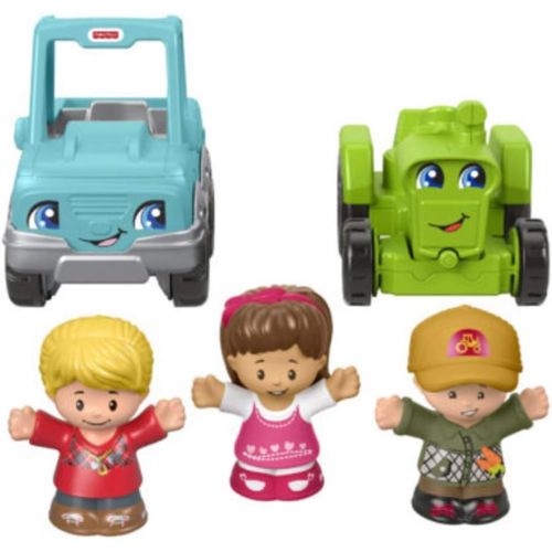  Fisher-Price Little People Truckin Along Vehicle Gift Set with Tractor and Truck