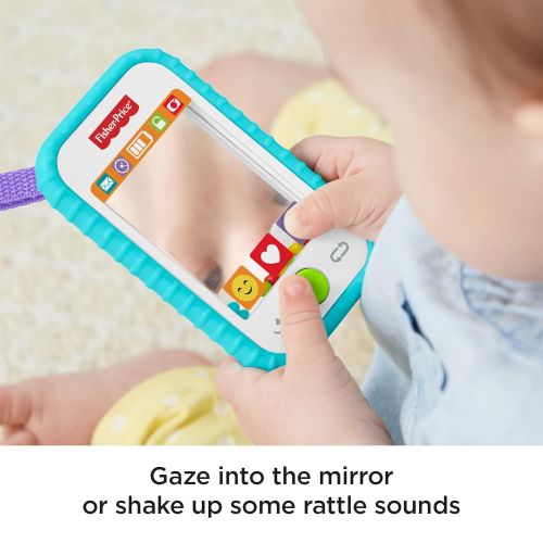  Fisher-Price #Selfie Fun Phone, Baby Rattle, Mirror and Teething Toy, Multi-Colored, 10