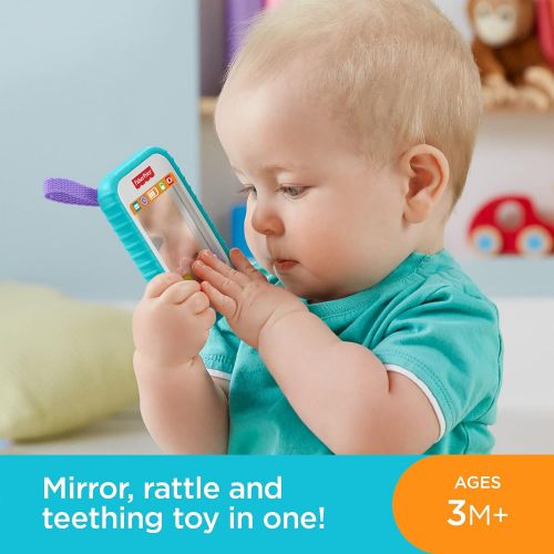  Fisher-Price #Selfie Fun Phone, Baby Rattle, Mirror and Teething Toy, Multi-Colored, 10